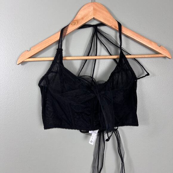 Urban Outfitters Out from Under Black Mesh Corset Halter Sexy Lingerie Top Small - Picture 3 of 8